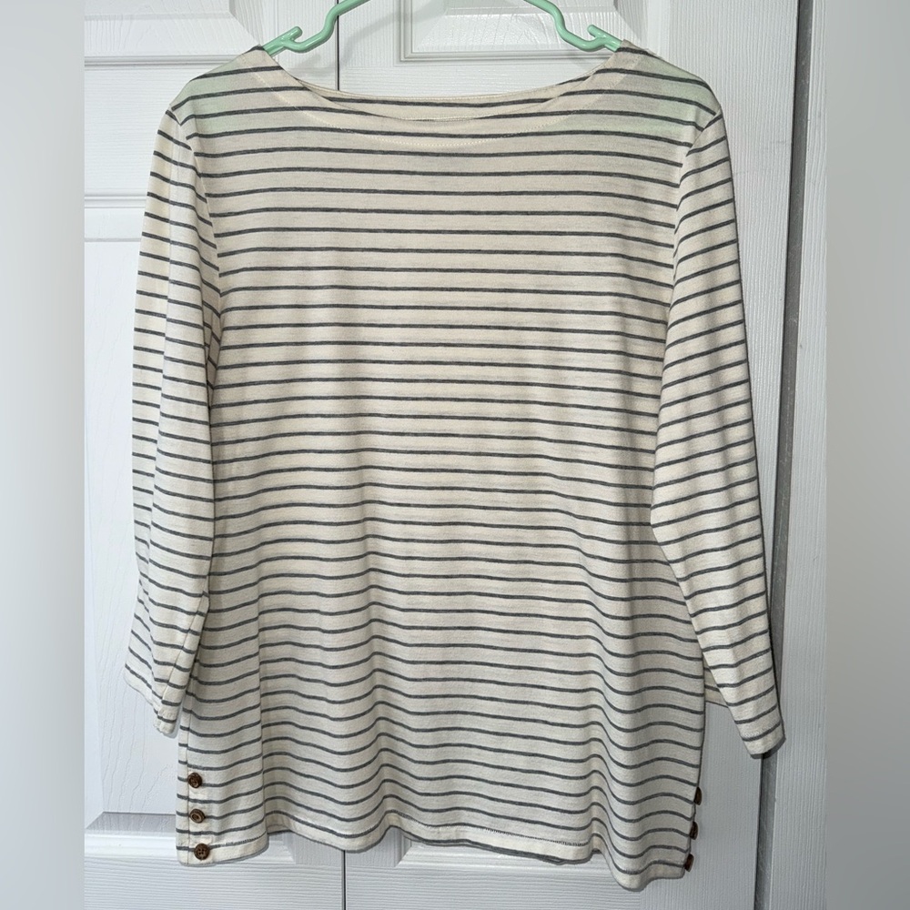 The North Face Cream and Black Striped Long Sleeve Tee